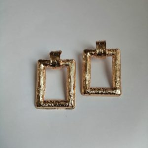 Solid Gold Rectangle Earring