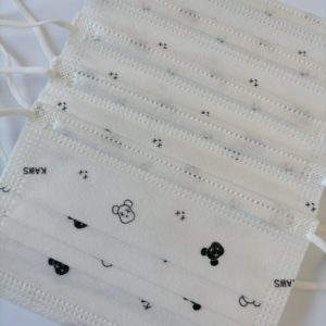 Kids Disposable Masks – White With Black Print