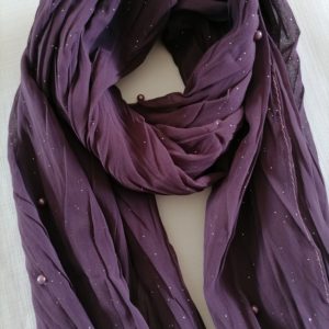 Glitter Scarf With Pearl Detail – Grape