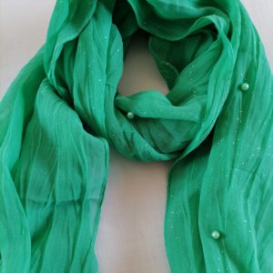 Glitter Scarf With Pearl Detail – Sea Green