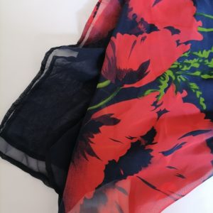 Navy With Red Flower Scarf