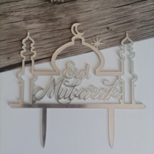 Eid Mubarak Cake Topper – Silver