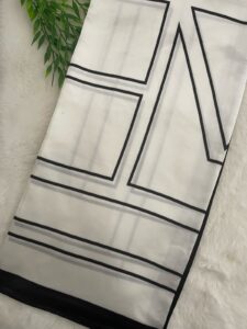 Black & White Simple Line Square Satin Scarf