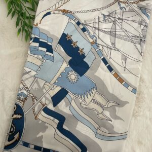 Blue/Grey Ship Square Satin Scarf