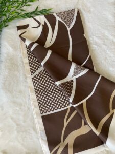 Square Scarf Silk  - Brown Flower